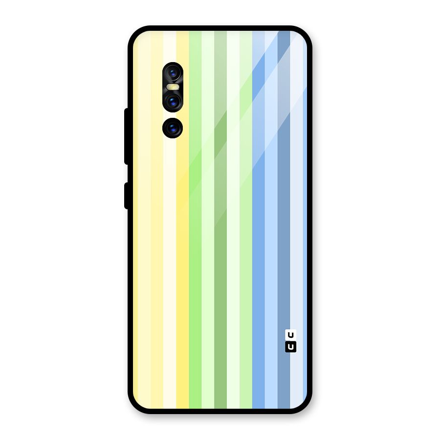 Minimal Pastel Shades Stripes Glass Back Case for Vivo V15 Pro