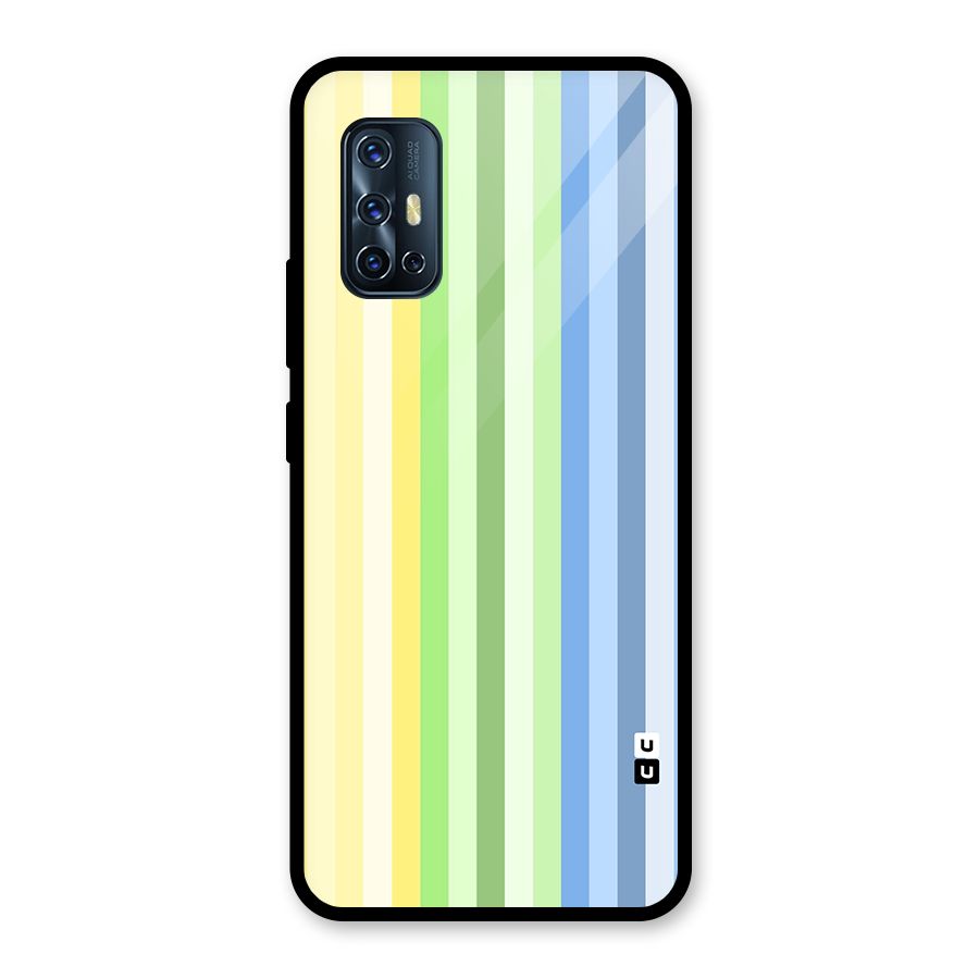 Minimal Pastel Shades Stripes Glass Back Case for Vivo V17