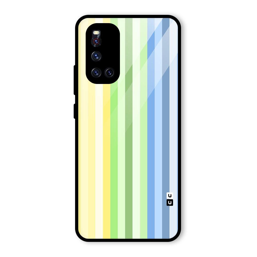 Minimal Pastel Shades Stripes Glass Back Case for Vivo V19