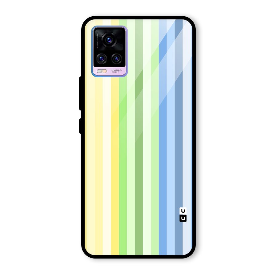 Minimal Pastel Shades Stripes Glass Back Case for Vivo V20 Pro