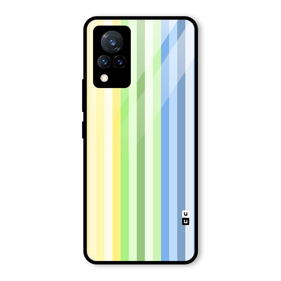 Minimal Pastel Shades Stripes Glass Back Case for Vivo V21 5G