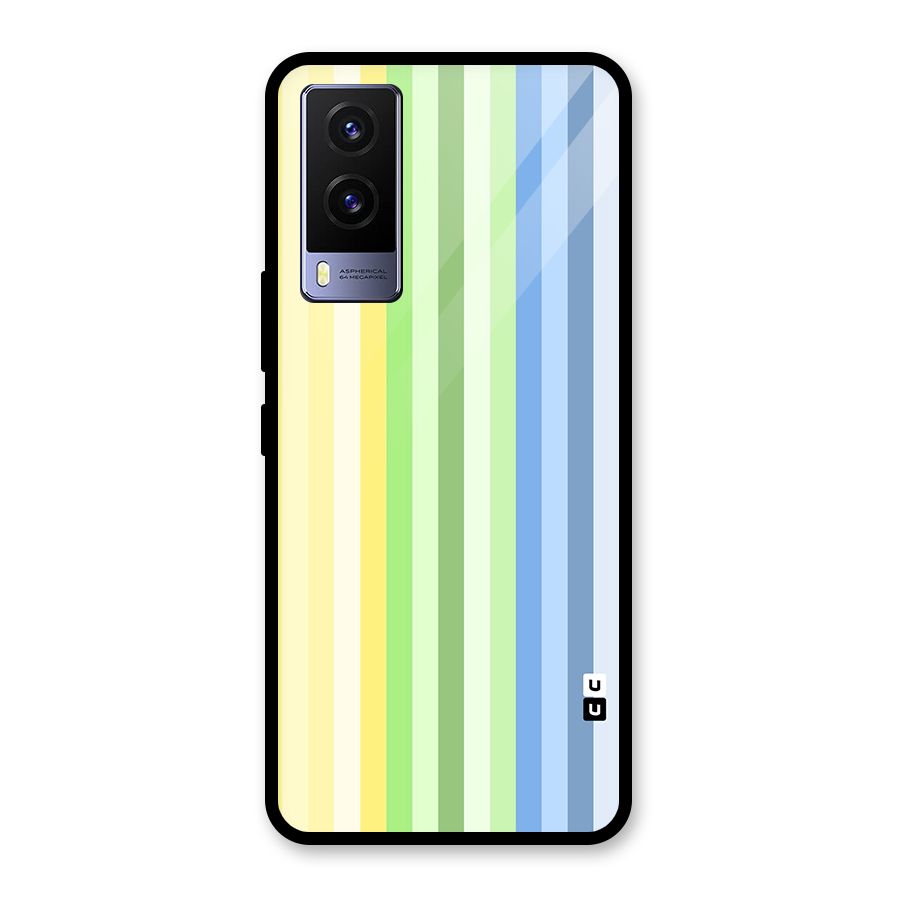 Minimal Pastel Shades Stripes Glass Back Case for Vivo V21e 5G