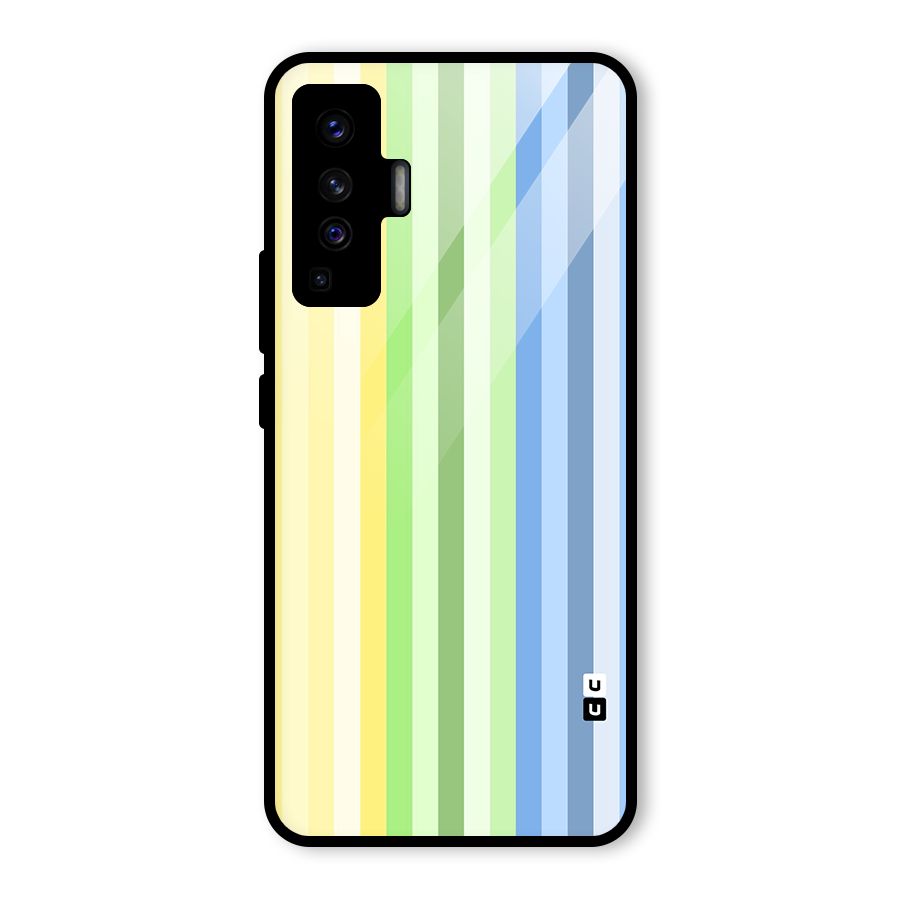 Minimal Pastel Shades Stripes Glass Back Case for Vivo X50