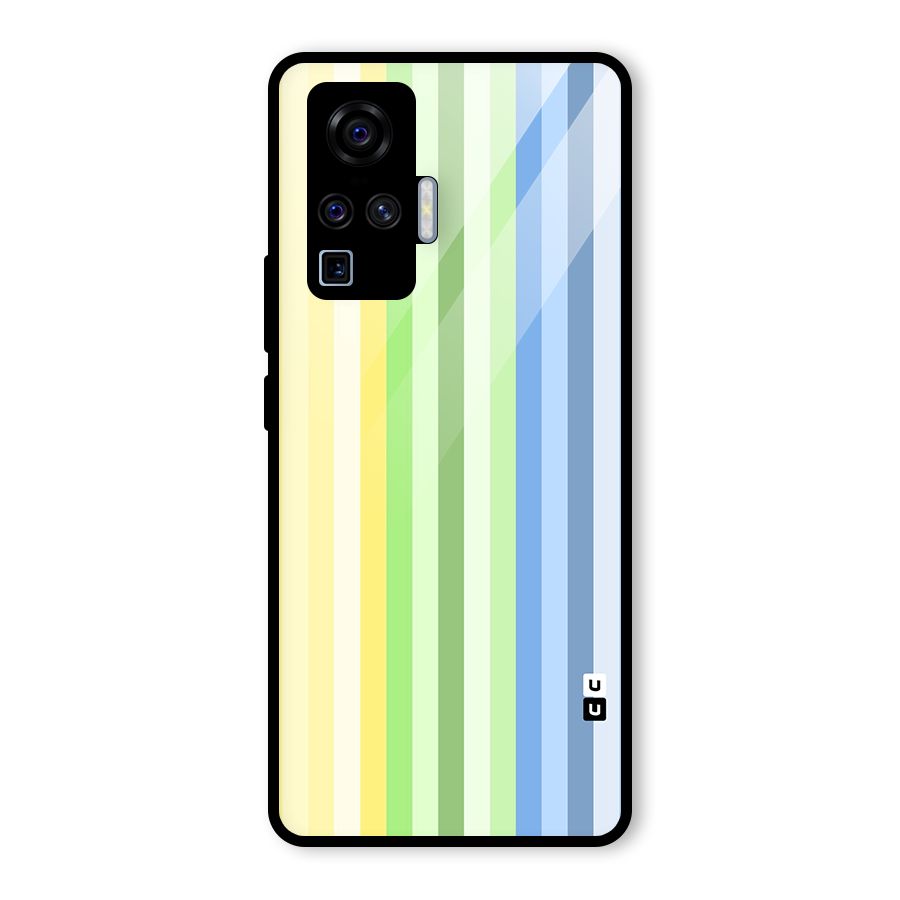 Minimal Pastel Shades Stripes Glass Back Case for Vivo X50 Pro