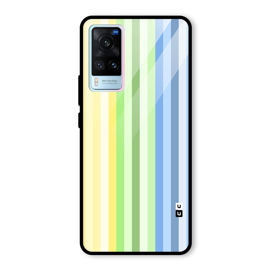 Minimal Pastel Shades Stripes Glass Back Case for Vivo X60