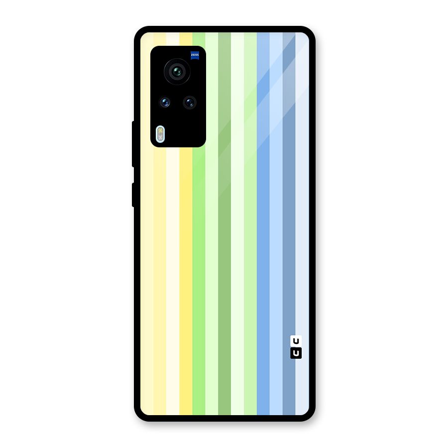 Minimal Pastel Shades Stripes Glass Back Case for Vivo X60 Pro