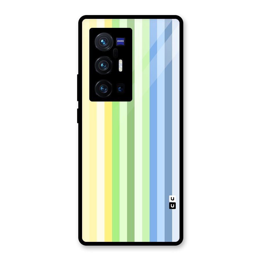 Minimal Pastel Shades Stripes Glass Back Case for Vivo X70 Pro Plus