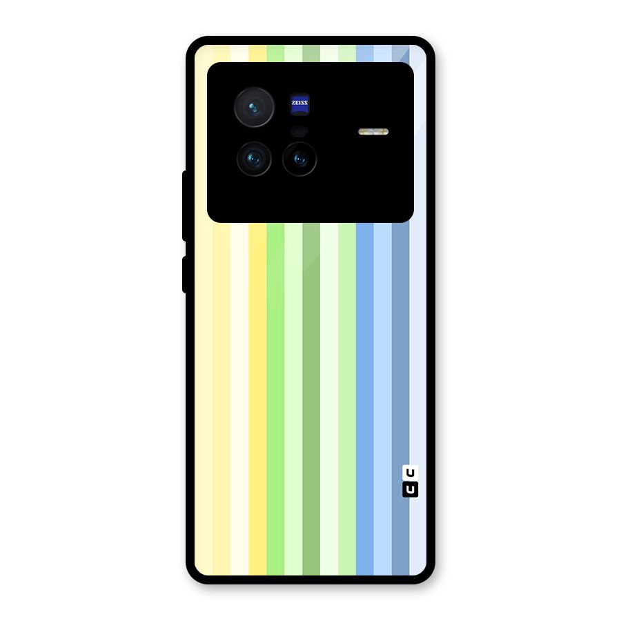 Minimal Pastel Shades Stripes Glass Back Case for Vivo X80