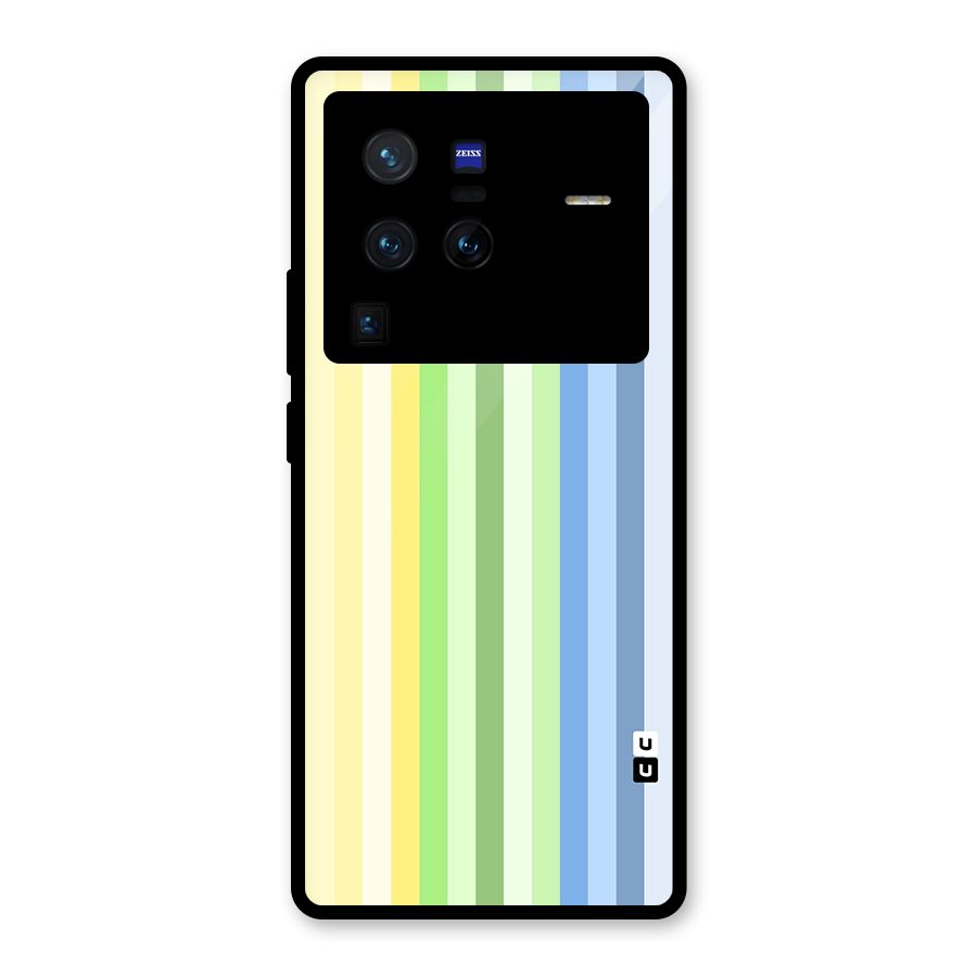 Minimal Pastel Shades Stripes Glass Back Case for Vivo X80 Pro