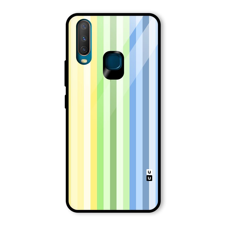 Minimal Pastel Shades Stripes Glass Back Case for Vivo Y12