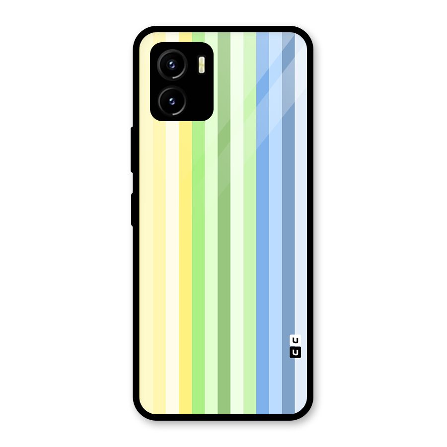 Minimal Pastel Shades Stripes Glass Back Case for Vivo Y15s