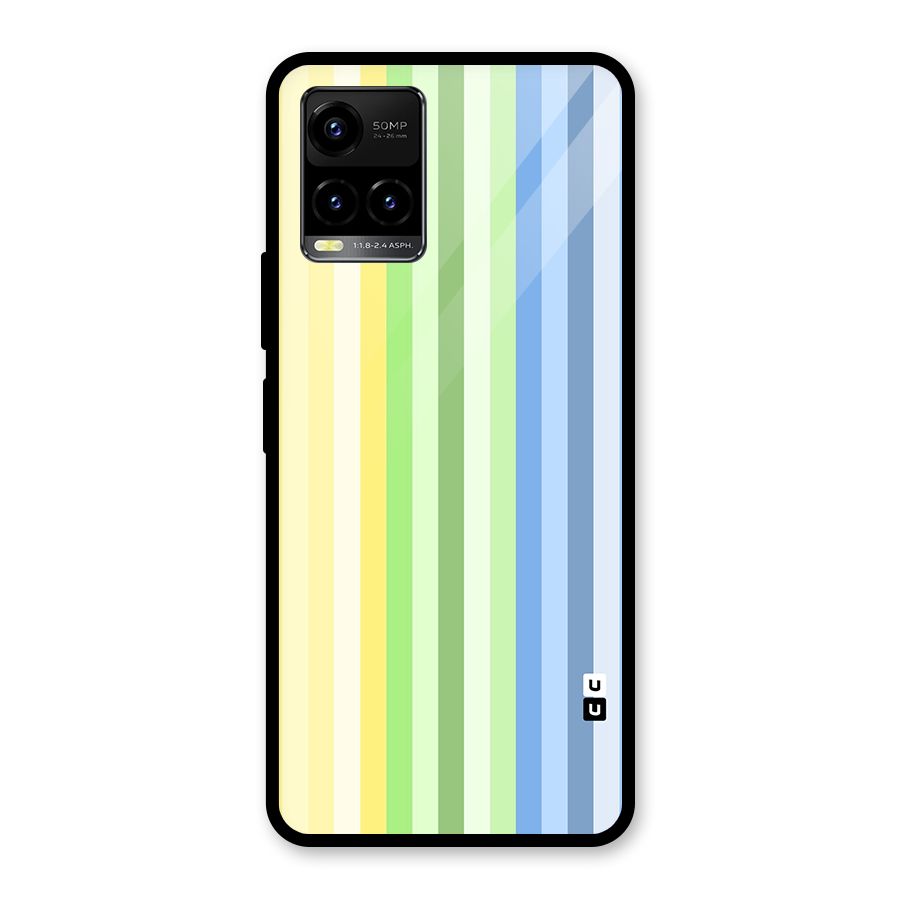 Minimal Pastel Shades Stripes Glass Back Case for Vivo Y21T