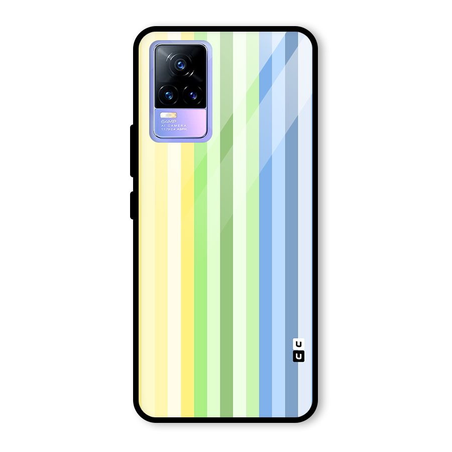 Minimal Pastel Shades Stripes Glass Back Case for Vivo Y73