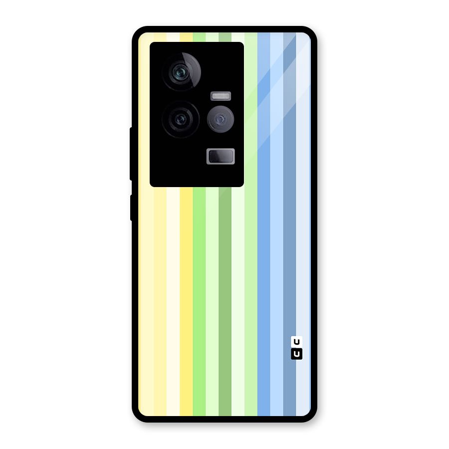 Minimal Pastel Shades Stripes Glass Back Case for Vivo iQOO 11 5G