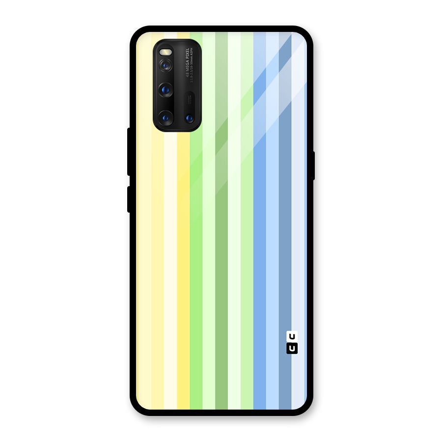 Minimal Pastel Shades Stripes Glass Back Case for Vivo iQOO 3