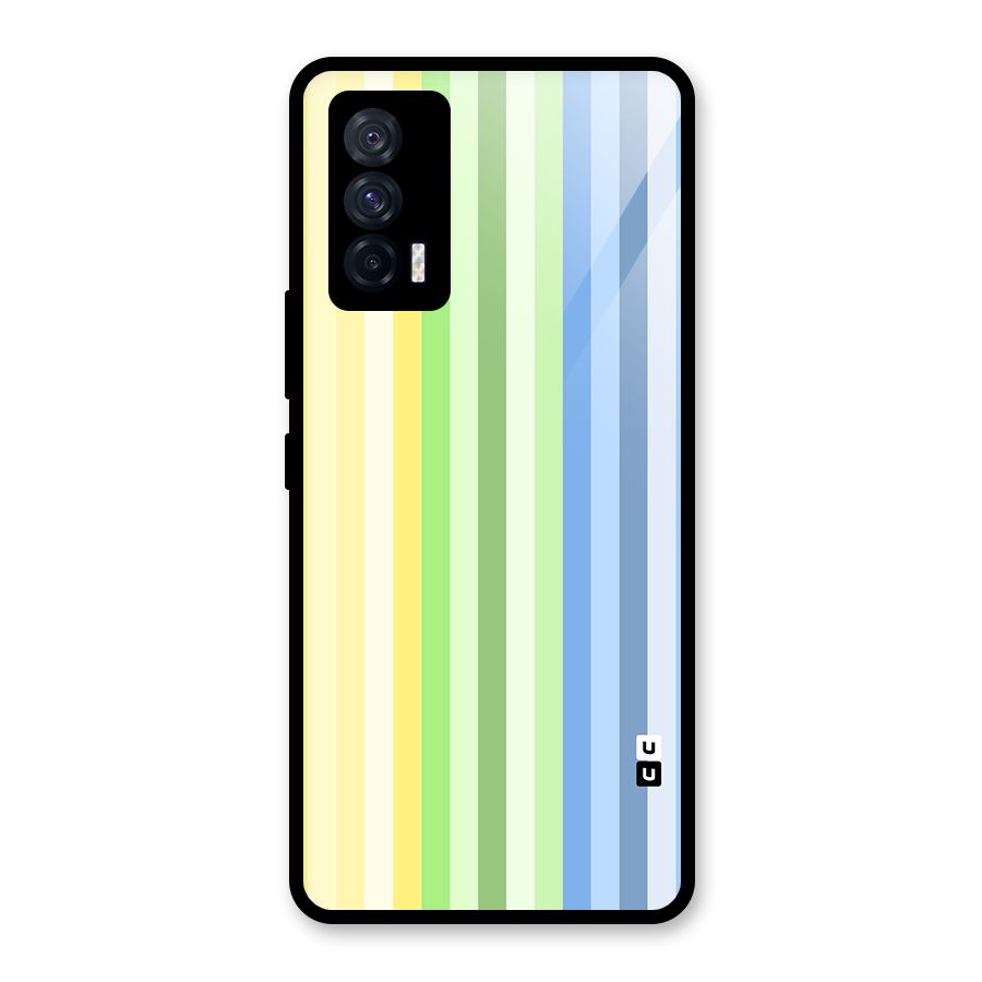 Minimal Pastel Shades Stripes Glass Back Case for Vivo iQOO 7 5G