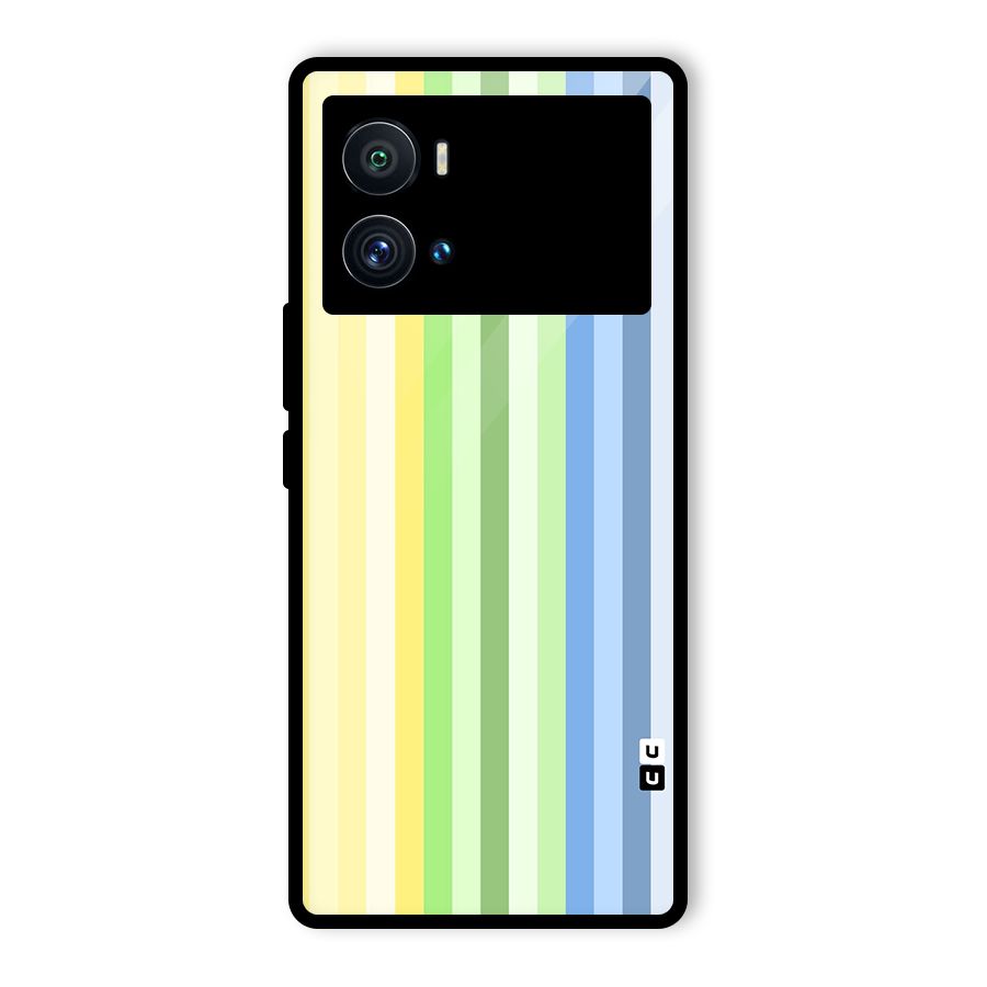 Minimal Pastel Shades Stripes Glass Back Case for Vivo iQOO 9 Pro