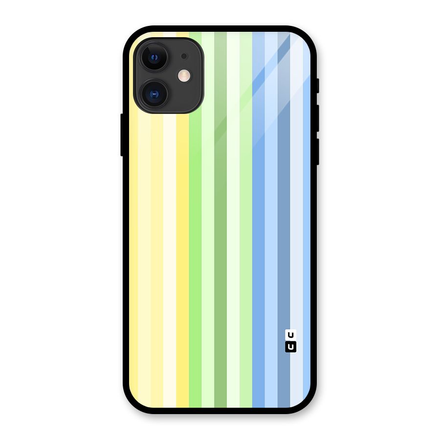 Minimal Pastel Shades Stripes Glass Back Case for iPhone 11