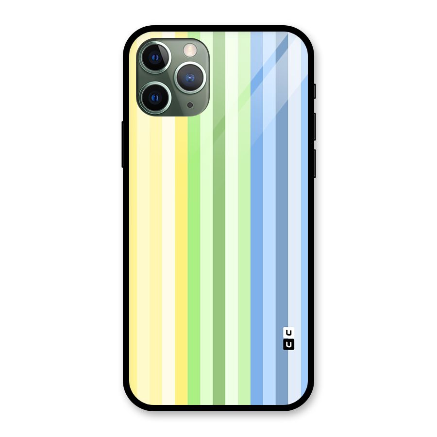 Minimal Pastel Shades Stripes Glass Back Case for iPhone 11 Pro