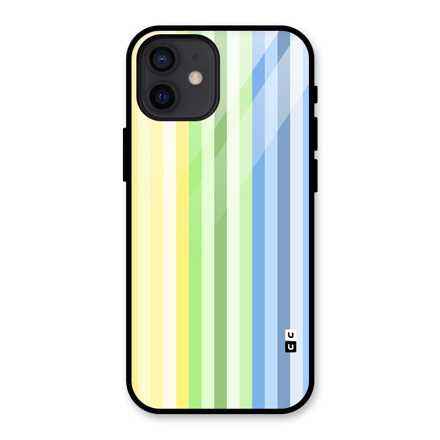 Minimal Pastel Shades Stripes Glass Back Case for iPhone 12