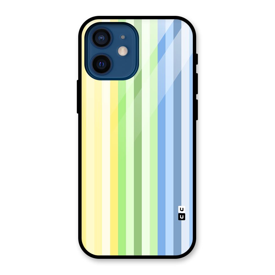 Minimal Pastel Shades Stripes Glass Back Case for iPhone 12 Mini