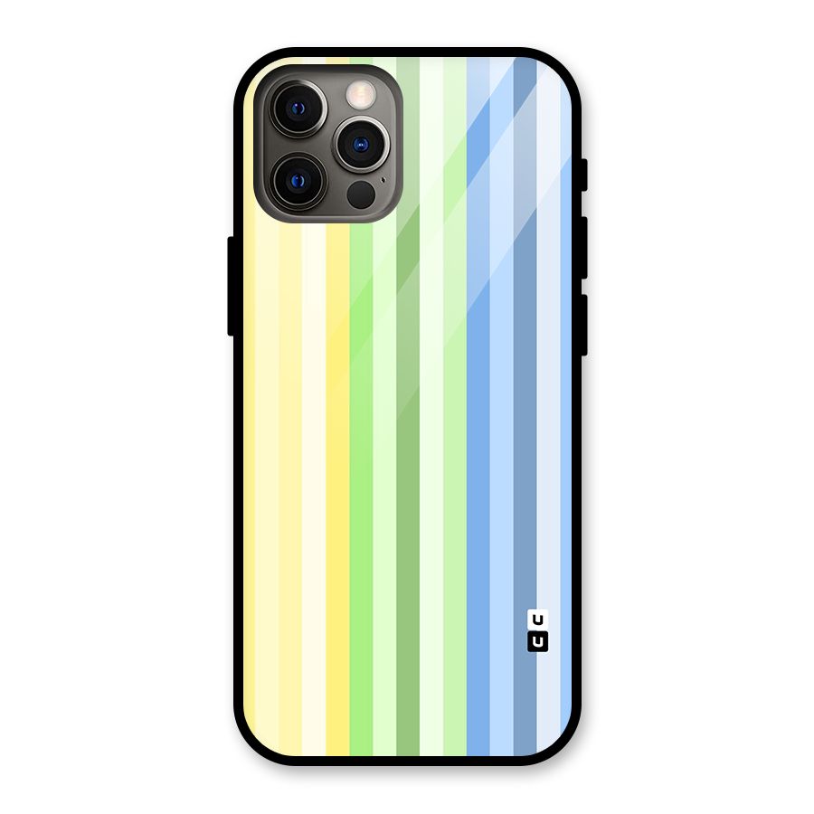 Minimal Pastel Shades Stripes Glass Back Case for iPhone 12 Pro