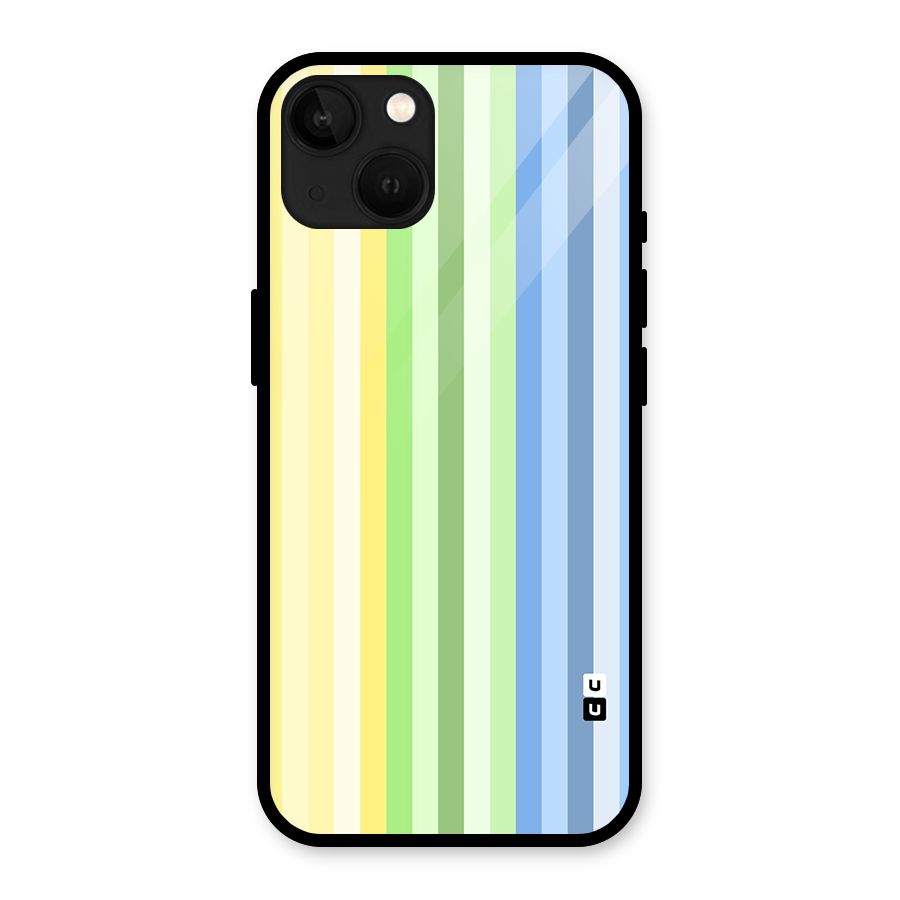 Minimal Pastel Shades Stripes Glass Back Case for iPhone 13