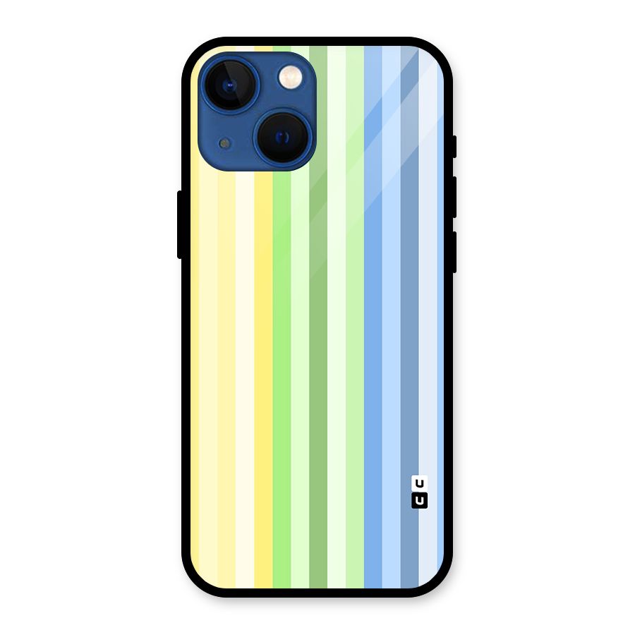 Minimal Pastel Shades Stripes Glass Back Case for iPhone 13 Mini