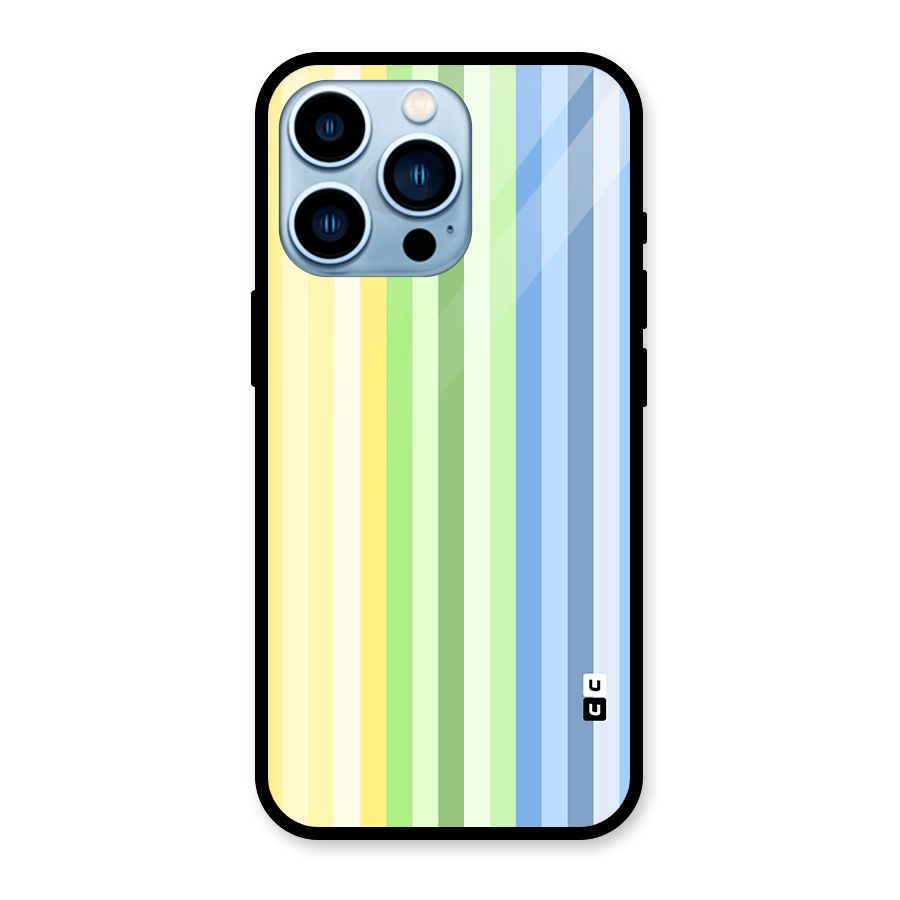 Minimal Pastel Shades Stripes Glass Back Case for iPhone 13 Pro