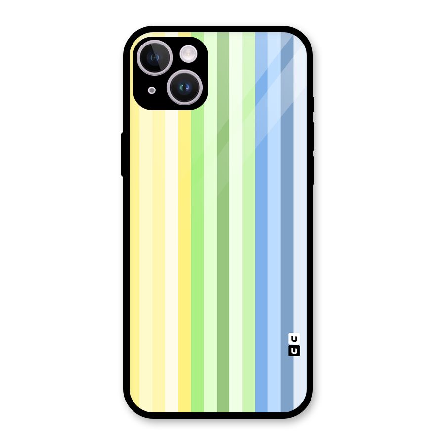 Minimal Pastel Shades Stripes Glass Back Case for iPhone 14 Plus