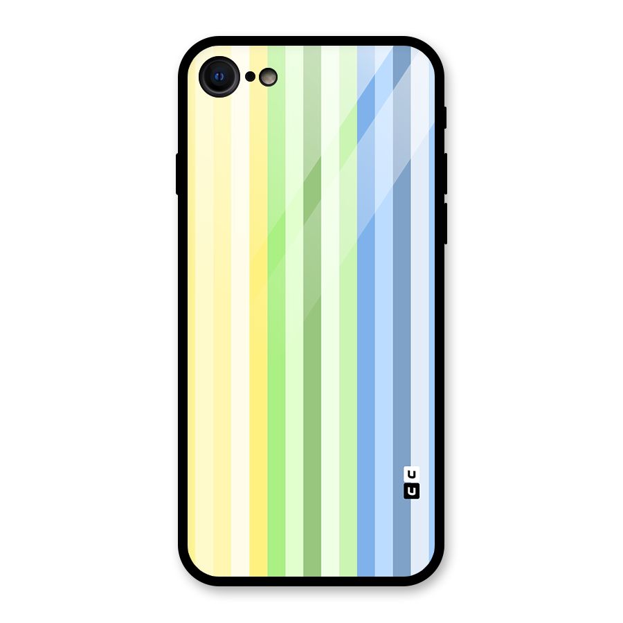 Minimal Pastel Shades Stripes Glass Back Case for iPhone 7
