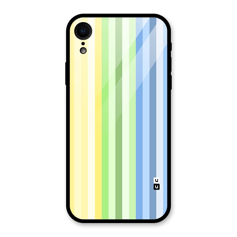 Minimal Pastel Shades Stripes Glass Back Case for iPhone XR