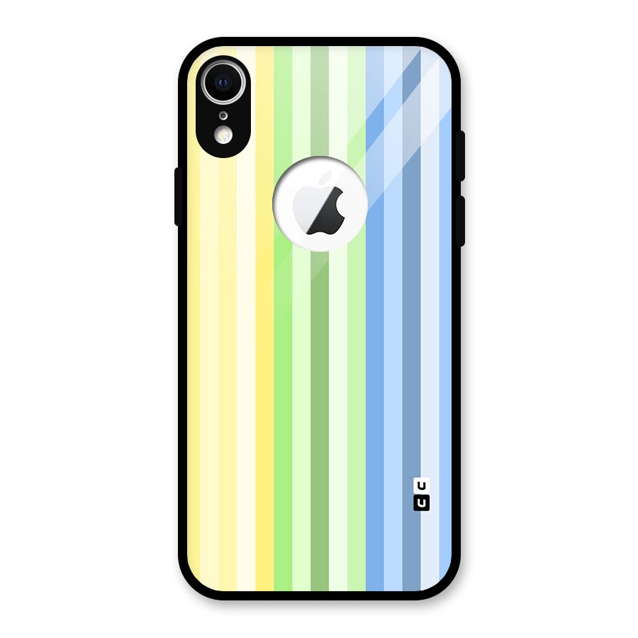 Minimal Pastel Shades Stripes Glass Back Case for iPhone XR Logo Cut