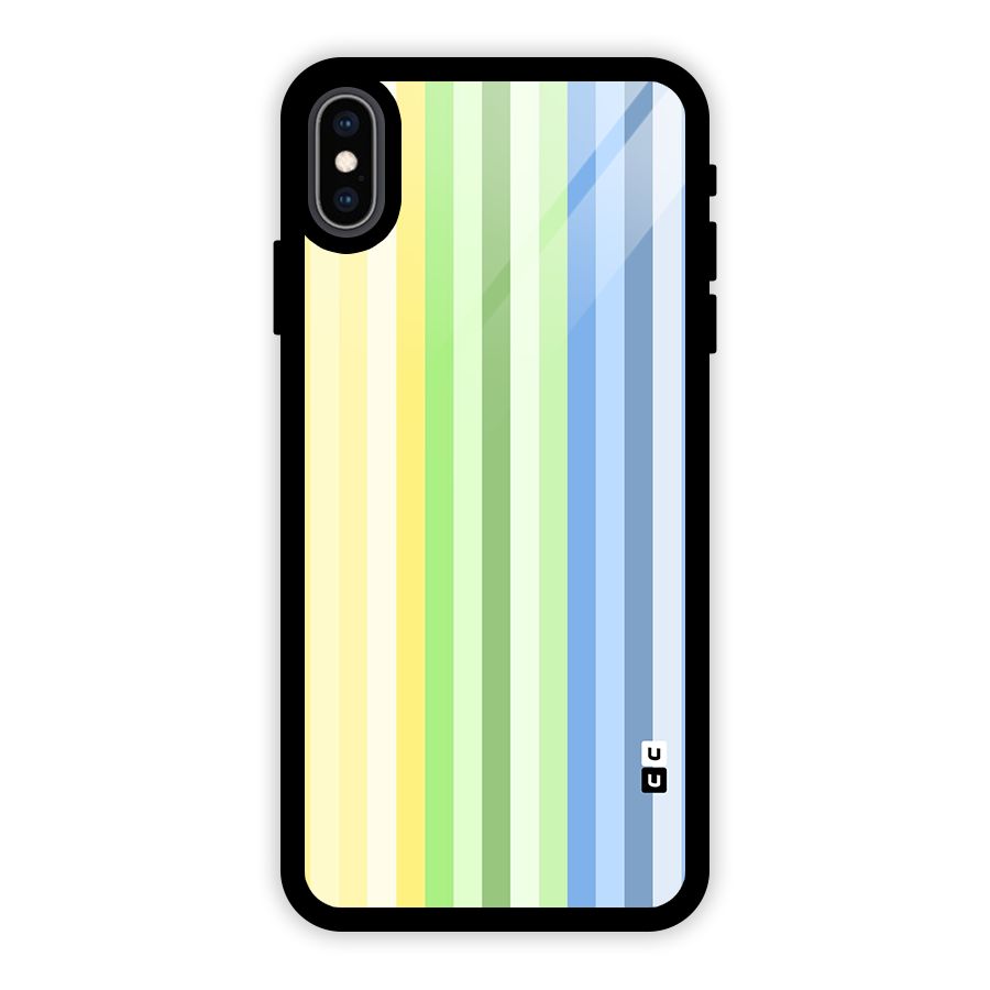 Minimal Pastel Shades Stripes Glass Back Case for iPhone XS Max