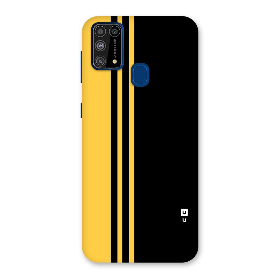 Minimal Yellow and Black Design Glass Back Case for Galaxy F41