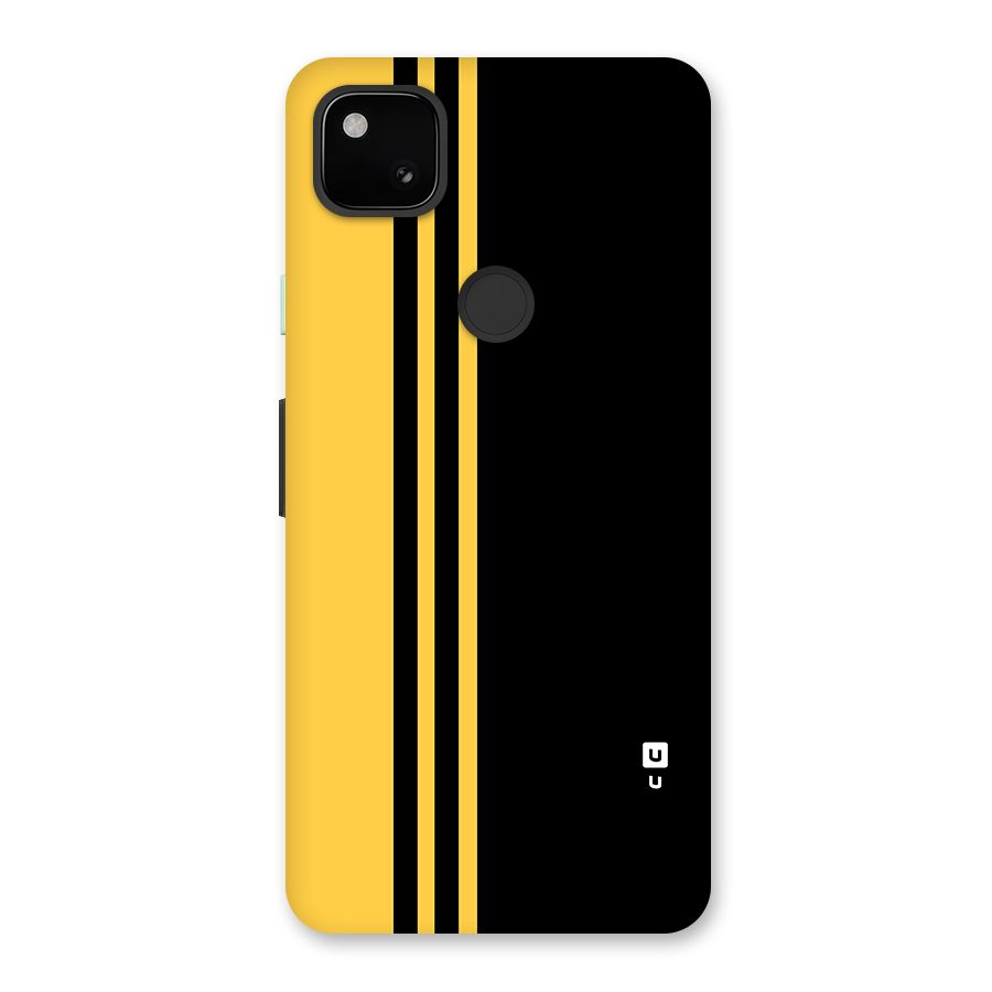 Minimal Yellow and Black Design Glass Back Case for Google Pixel 4a