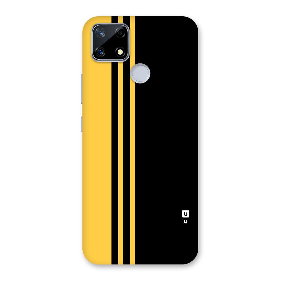 Minimal Yellow and Black Design Glass Back Case for Realme Narzo 20