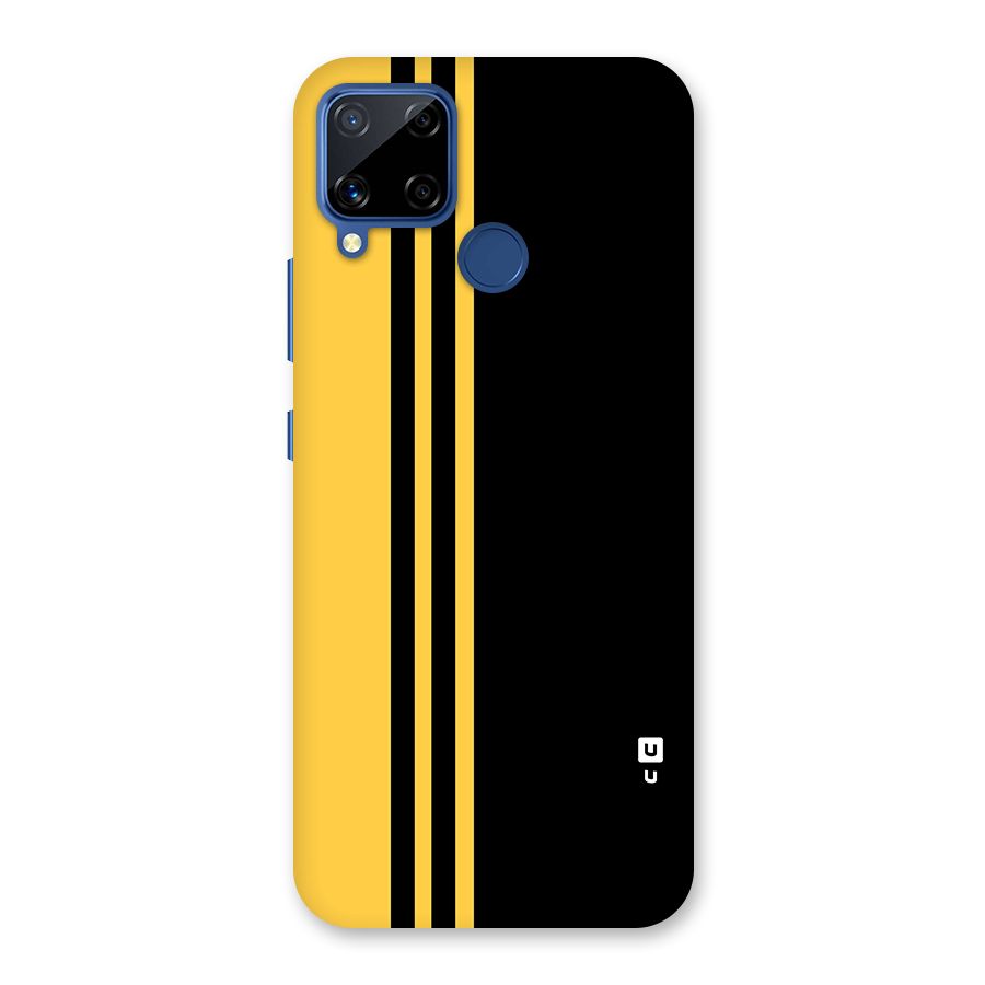 Minimal Yellow and Black Design Glass Back Case for Realme Narzo 30A