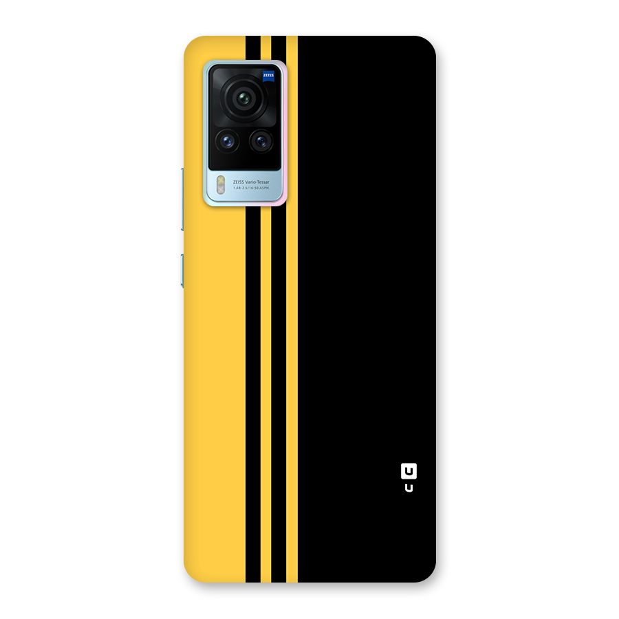 Minimal Yellow and Black Design Glass Back Case for Vivo X60 Pro