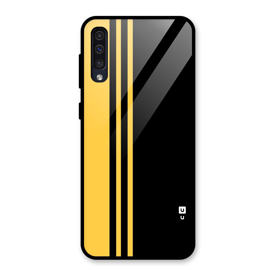 Minimal Yellow and Black Design Glass Back Case for Galaxy A30s