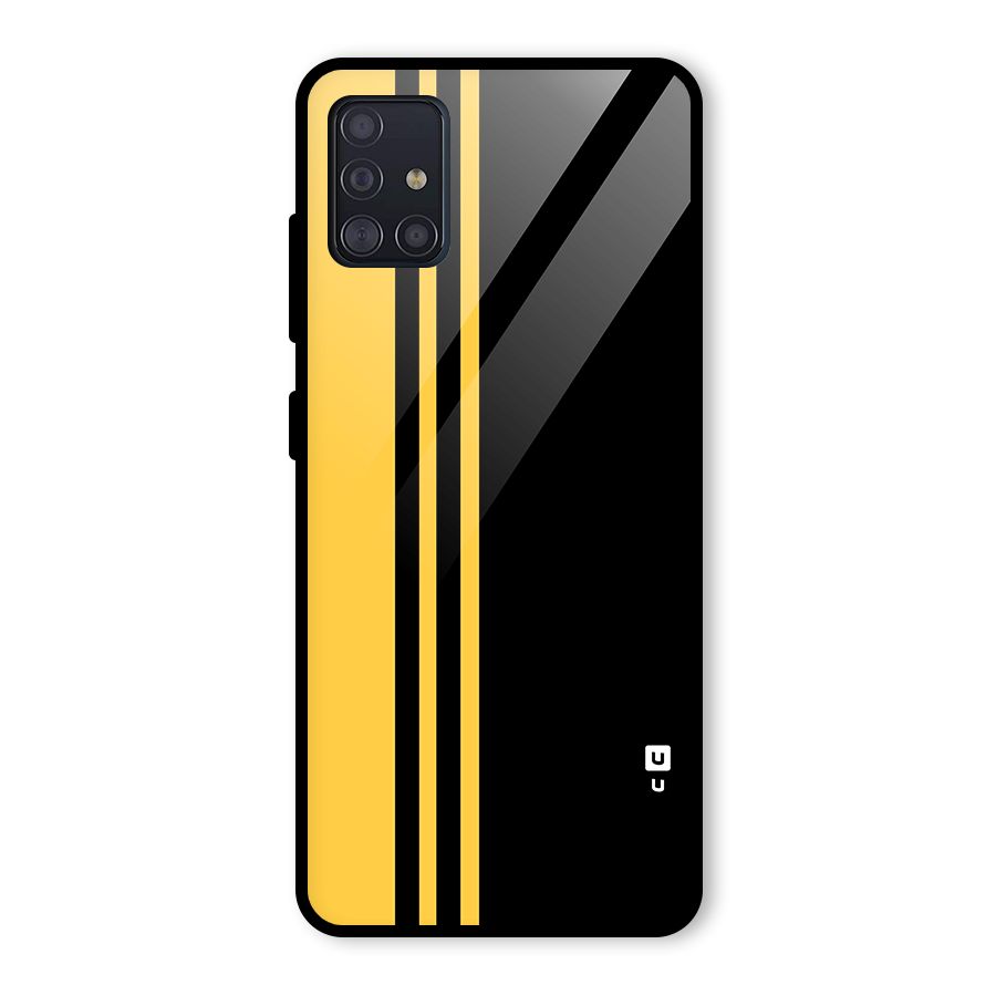 Minimal Yellow and Black Design Glass Back Case for Galaxy A51