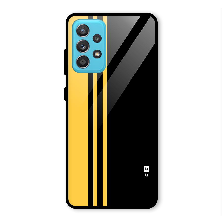 Minimal Yellow and Black Design Glass Back Case for Galaxy A52