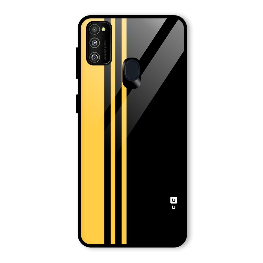 Minimal Yellow and Black Design Glass Back Case for Galaxy M30s