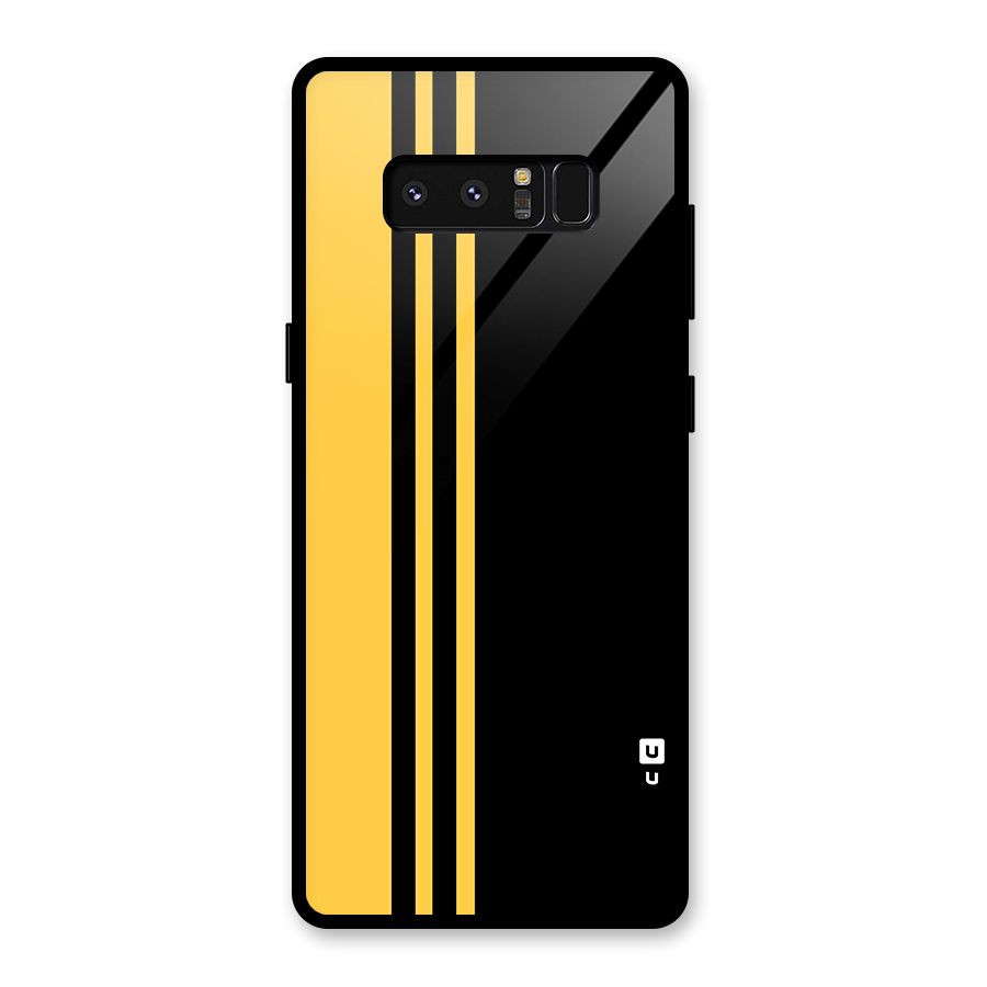 Minimal Yellow and Black Design Glass Back Case for Galaxy Note 8