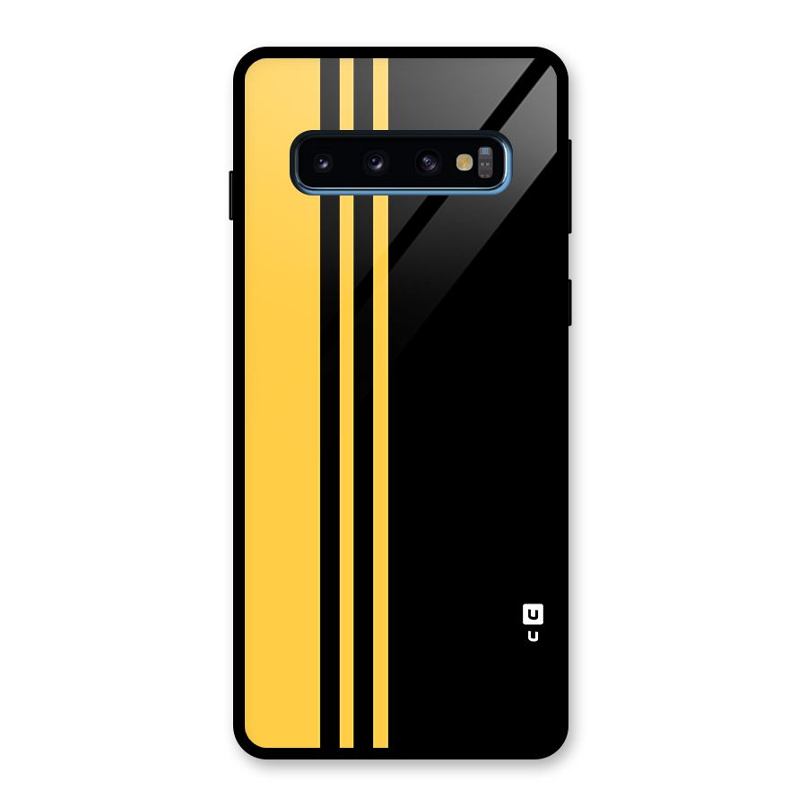 Minimal Yellow and Black Design Glass Back Case for Galaxy S10