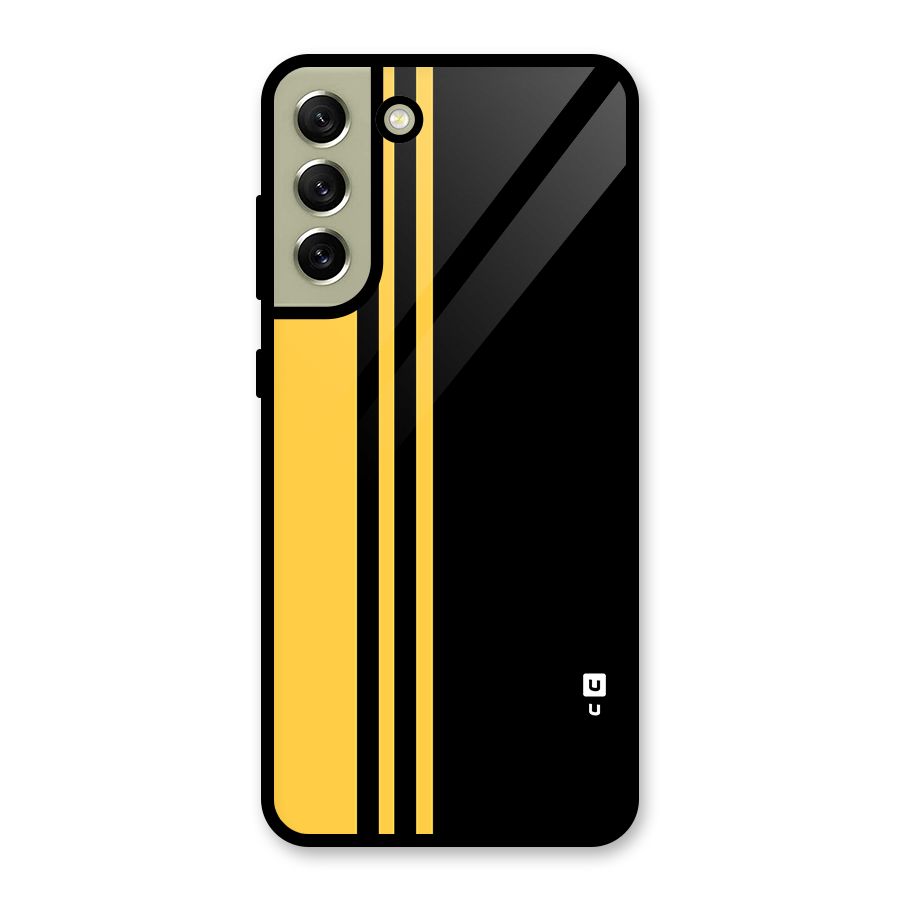 Minimal Yellow and Black Design Glass Back Case for Galaxy S21 FE 5G