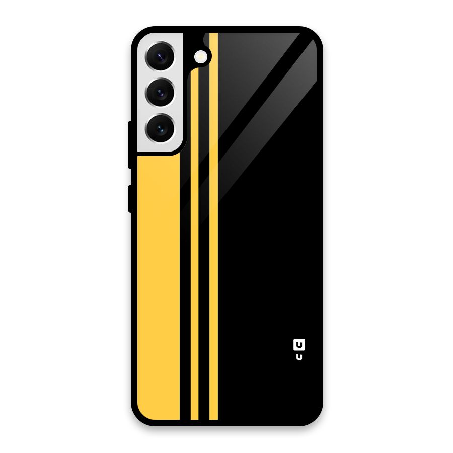 Minimal Yellow and Black Design Glass Back Case for Galaxy S22 Plus 5G