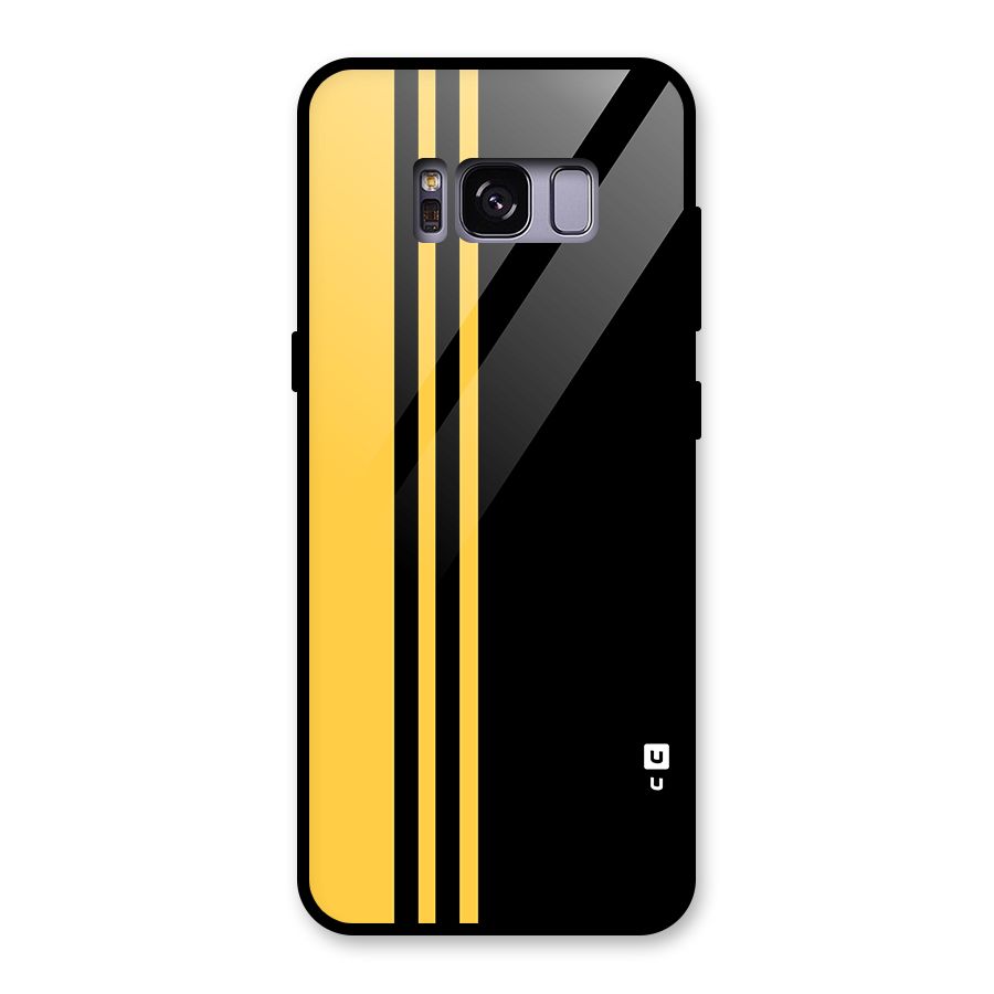 Minimal Yellow and Black Design Glass Back Case for Galaxy S8