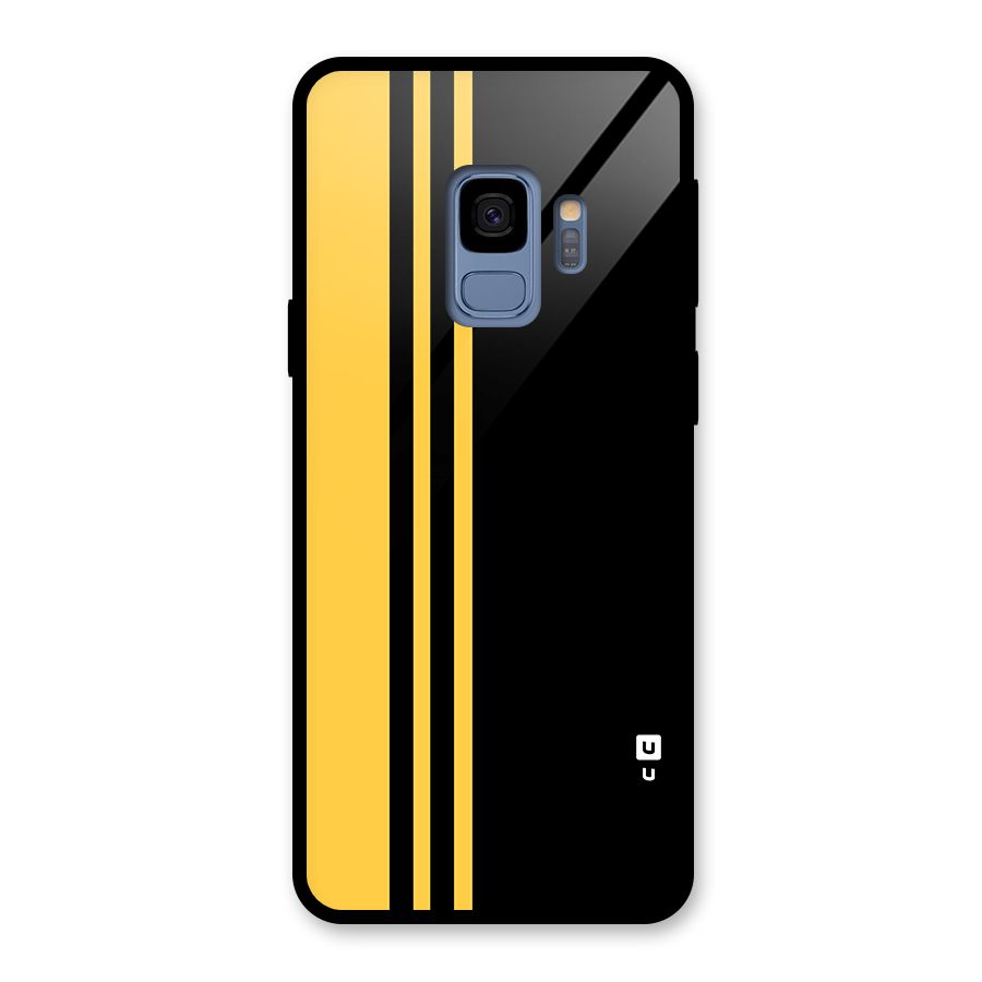 Minimal Yellow and Black Design Glass Back Case for Galaxy S9