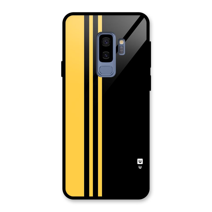 Minimal Yellow and Black Design Glass Back Case for Galaxy S9 Plus